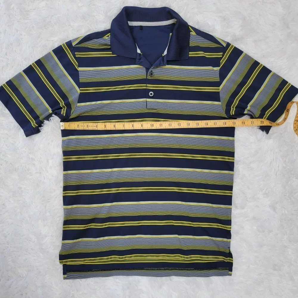 Adidas Men's Polo Shirt with Horizontal Stripes - Size Medium